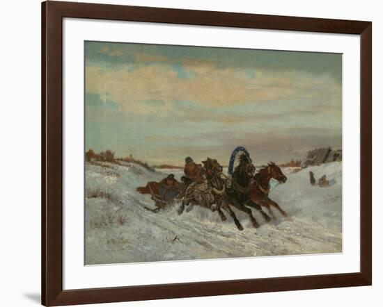 Troika on a Winter Road, End 1860s-Early 1870s-Nikolai Yegorovich Sverchkov-Framed Giclee Print