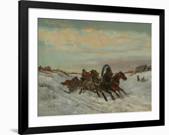 Troika on a Winter Road, End 1860s-Early 1870s-Nikolai Yegorovich Sverchkov-Framed Giclee Print