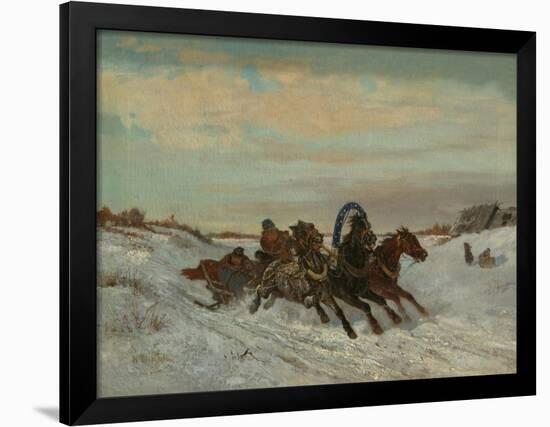 Troika on a Winter Road, End 1860s-Early 1870s-Nikolai Yegorovich Sverchkov-Framed Giclee Print