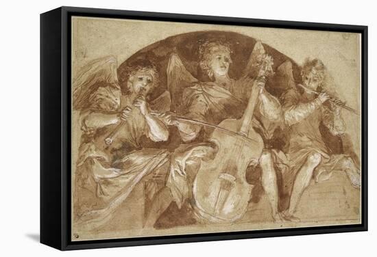 Trois anges musiciens dans une lunette-Baldassare Franceschini-Framed Stretched Canvas