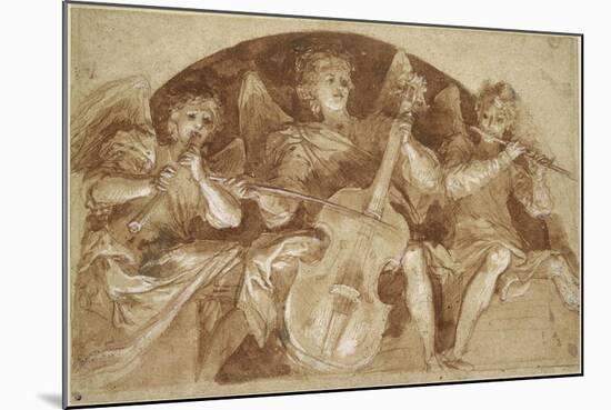 Trois anges musiciens dans une lunette-Baldassare Franceschini-Mounted Giclee Print