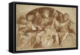 Trois anges musiciens dans une lunette-Baldassare Franceschini-Framed Stretched Canvas