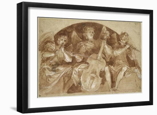 Trois anges musiciens dans une lunette-Baldassare Franceschini-Framed Giclee Print