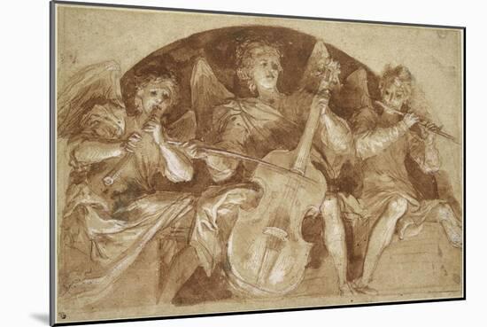 Trois anges musiciens dans une lunette-Baldassare Franceschini-Mounted Giclee Print