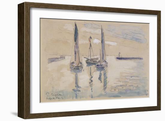 Trois barques à voiles à l'abri d'une jetée-Paul Signac-Framed Giclee Print