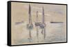 Trois barques à voiles à l'abri d'une jetée-Paul Signac-Framed Stretched Canvas