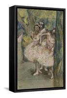 Trois danseuses en jupes saumon-Edgar Degas-Framed Stretched Canvas