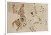Trois études de cavaliers orientaux allant sur la droite d'après "Le Voyage en Inde pendant les-Eugene Delacroix-Framed Premium Giclee Print