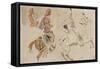 Trois études de cavaliers orientaux allant sur la droite d'après "Le Voyage en Inde pendant les-Eugene Delacroix-Framed Stretched Canvas