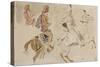 Trois études de cavaliers orientaux allant sur la droite d'après "Le Voyage en Inde pendant les-Eugene Delacroix-Stretched Canvas