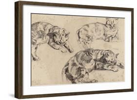 Trois études de chats allongés, la tête vers la droite-Eugene Delacroix-Framed Giclee Print