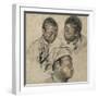 Trois études de la tête d'un jeune noir-Jean Antoine Watteau-Framed Giclee Print