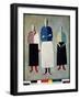 Trois Femmes (Three Girls). Les Trois Ont Le Crane Chauve, Vetues D'une Jupe Droite Et D'un Gilet B-Kazimir Severinovich Malevich-Framed Giclee Print