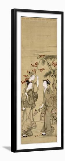 Trois jeunes femmes sous les érables rouges-Kubo Shunman-Framed Premium Giclee Print