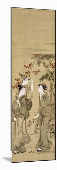 Trois jeunes femmes sous les érables rouges-Kubo Shunman-Mounted Premium Giclee Print