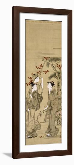 Trois jeunes femmes sous les érables rouges-Kubo Shunman-Framed Giclee Print