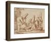 Trois polichinelles autour d'une marmite, un quatrième tournant le dos-Giovanni Battista Tiepolo-Framed Giclee Print