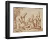 Trois polichinelles autour d'une marmite, un quatrième tournant le dos-Giovanni Battista Tiepolo-Framed Giclee Print