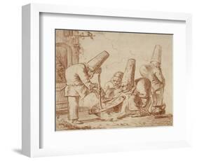 Trois polichinelles autour d'une marmite, un quatrième tournant le dos-Giovanni Battista Tiepolo-Framed Giclee Print