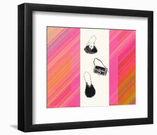 Trois Sacs a Main avec Raies-null-Framed Art Print