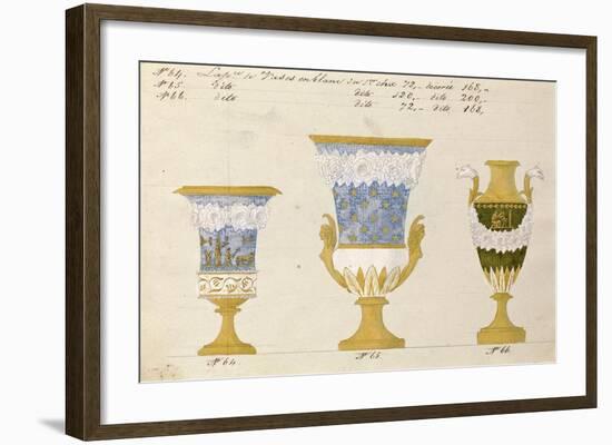 Trois vases en blanc du 1er choix, ca. 1800-1820-Honore-Framed Art Print