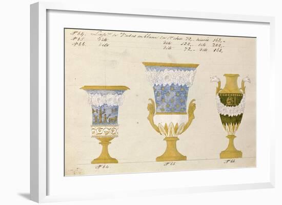 Trois vases en blanc du 1er choix, ca. 1800-1820-Honore-Framed Art Print