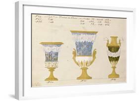 Trois vases en blanc du 1er choix, ca. 1800-1820-Honore-Framed Art Print