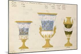 Trois vases en blanc du 1er choix, ca. 1800-1820-Honore-Mounted Art Print