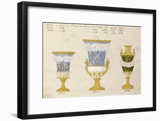 Trois vases en blanc du 1er choix, ca. 1800-1820-Honore-Framed Art Print