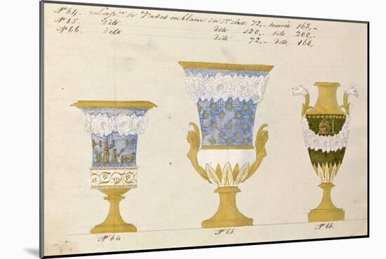 Trois vases en blanc du 1er choix, ca. 1800-1820-Honore-Mounted Art Print