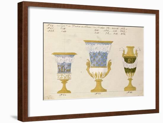 Trois vases en blanc du 1er choix, ca. 1800-1820-Honore-Framed Art Print