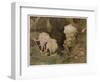 Troll with His Pet Frog Meets Two Long-Tailed Creatures-Karl Heilig-Framed Art Print