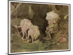 Troll with His Pet Frog Meets Two Long-Tailed Creatures-Karl Heilig-Mounted Art Print