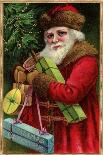 Postcard with Santa Claus Holding Presents-Trolley Dodger-Giclee Print
