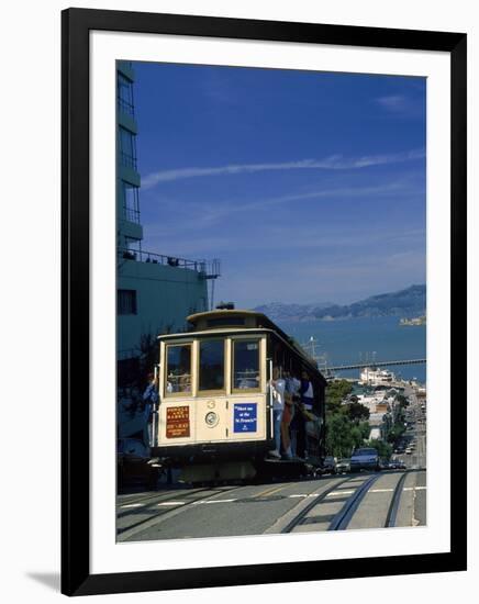 Trolley in Motion, San Francisco, CA-Mitch Diamond-Framed Premium Photographic Print