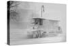 Trolley Snowplow Pushes Ahead in Heavy Snowfall on New York Streets-null-Stretched Canvas