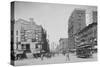 Trolleys and Pedestrians on Main Street in Buffalo, New York-null-Stretched Canvas