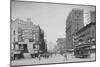 Trolleys and Pedestrians on Main Street in Buffalo, New York-null-Mounted Art Print