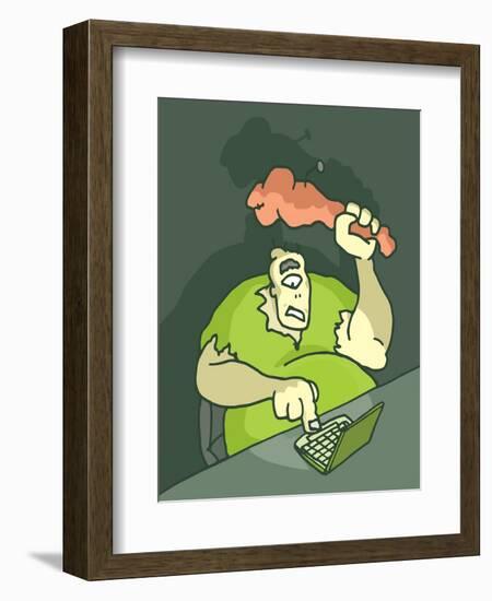 Trolling on A Laptop-Curvabezier-Framed Art Print