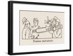 Trombone Shock Absorber-William Heath Robinson-Framed Art Print