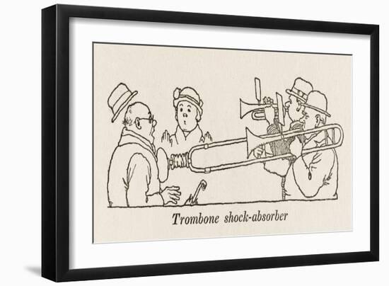 Trombone Shock Absorber-William Heath Robinson-Framed Art Print