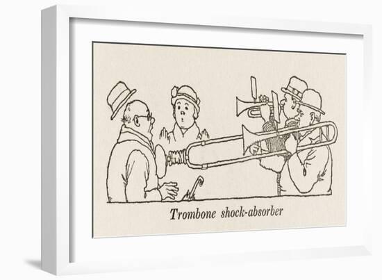 Trombone Shock Absorber-William Heath Robinson-Framed Art Print