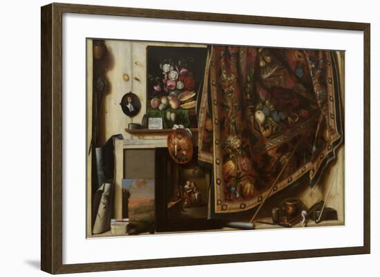 Trompe l'oeil. A Cabinet in the Artist's Studio, 1670-71-Cornelis Norbertus Gysbrechts-Framed Giclee Print