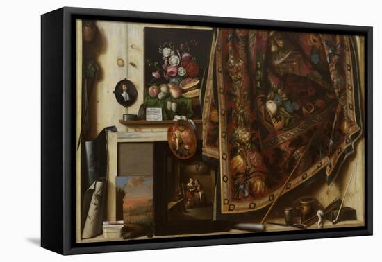 Trompe l'oeil. A Cabinet in the Artist's Studio, 1670-71-Cornelis Norbertus Gysbrechts-Framed Stretched Canvas