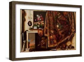 Trompe L'oeil, Atelier De L'artiste  (Trompe L'oeil A Cabinet in the Artist's Studio) Peinture De-Cornelis Norbertus Gysbrechts-Framed Giclee Print
