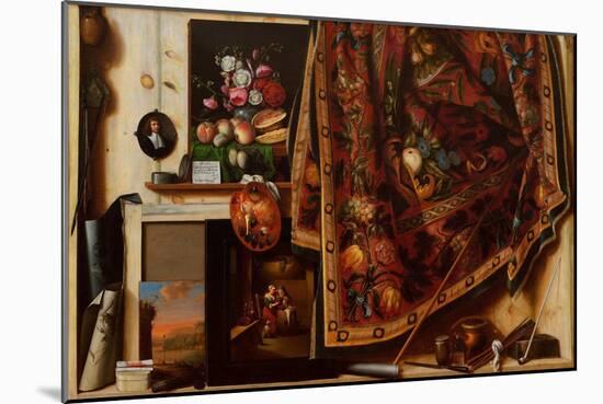 Trompe L'oeil, Atelier De L'artiste  (Trompe L'oeil A Cabinet in the Artist's Studio) Peinture De-Cornelis Norbertus Gysbrechts-Mounted Giclee Print