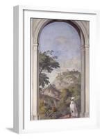 Trompe L'Oeil Landscape with Dog-Francesco Lorenzi-Framed Art Print