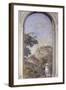 Trompe L'Oeil Landscape with Dog-Francesco Lorenzi-Framed Art Print