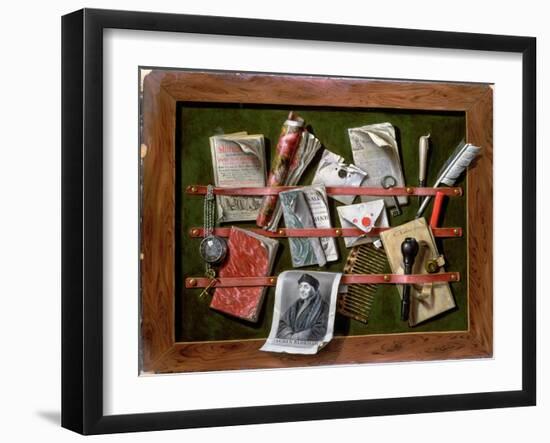 Trompe L'Oeil Letter Rack with a Print of an Old Man, 1703-Edwaert Colyer or Collier-Framed Giclee Print