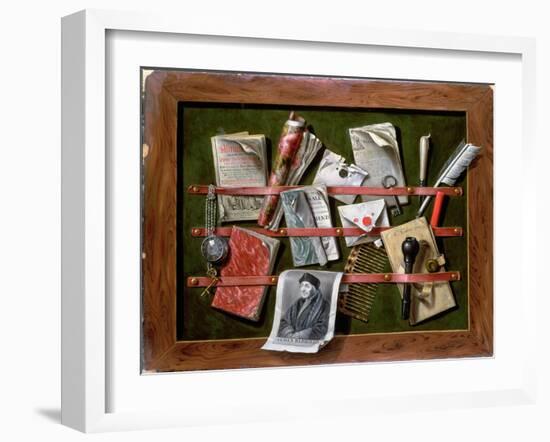 Trompe L'Oeil Letter Rack with a Print of an Old Man, 1703-Edwaert Colyer or Collier-Framed Giclee Print